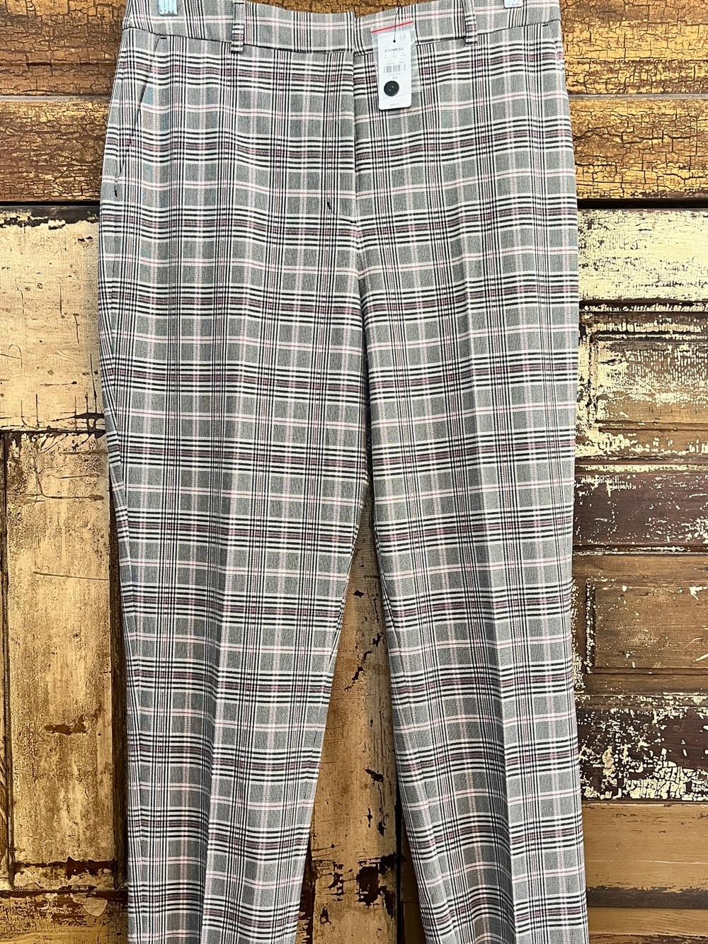 Express Plaid Trousers in Gray and Pink